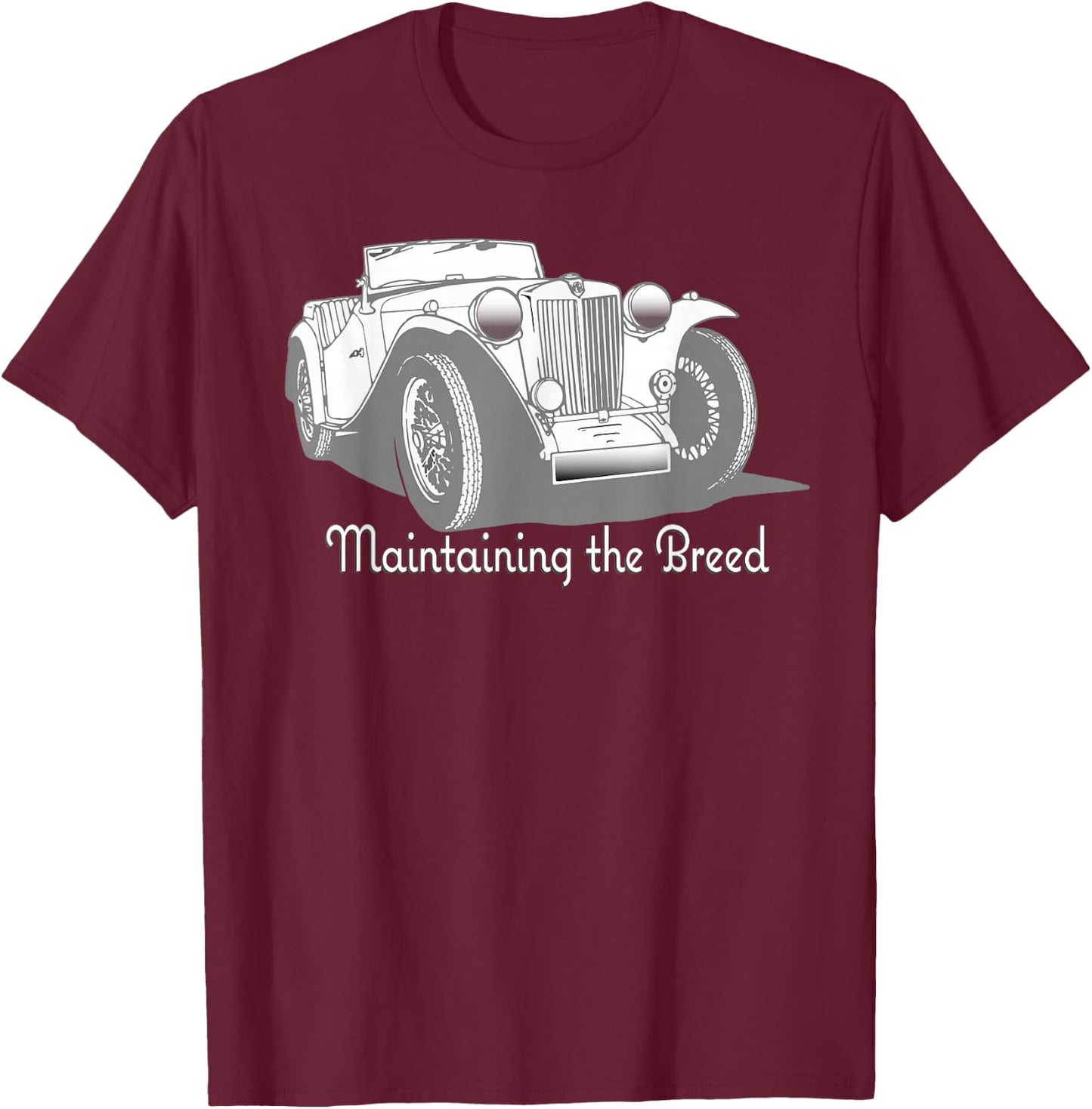 Classic MG TC Roadster T-Shirt - T-Shirt | Maroon