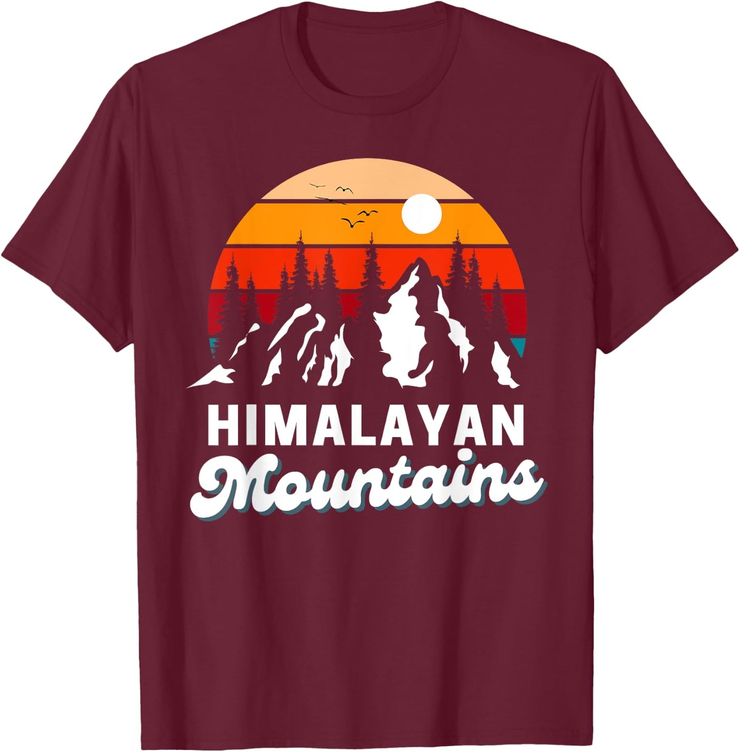 Himalayan Mountains Outdoor Hiking Nature Retro Souvenir T-Shirt - T-Shirt | Maroon