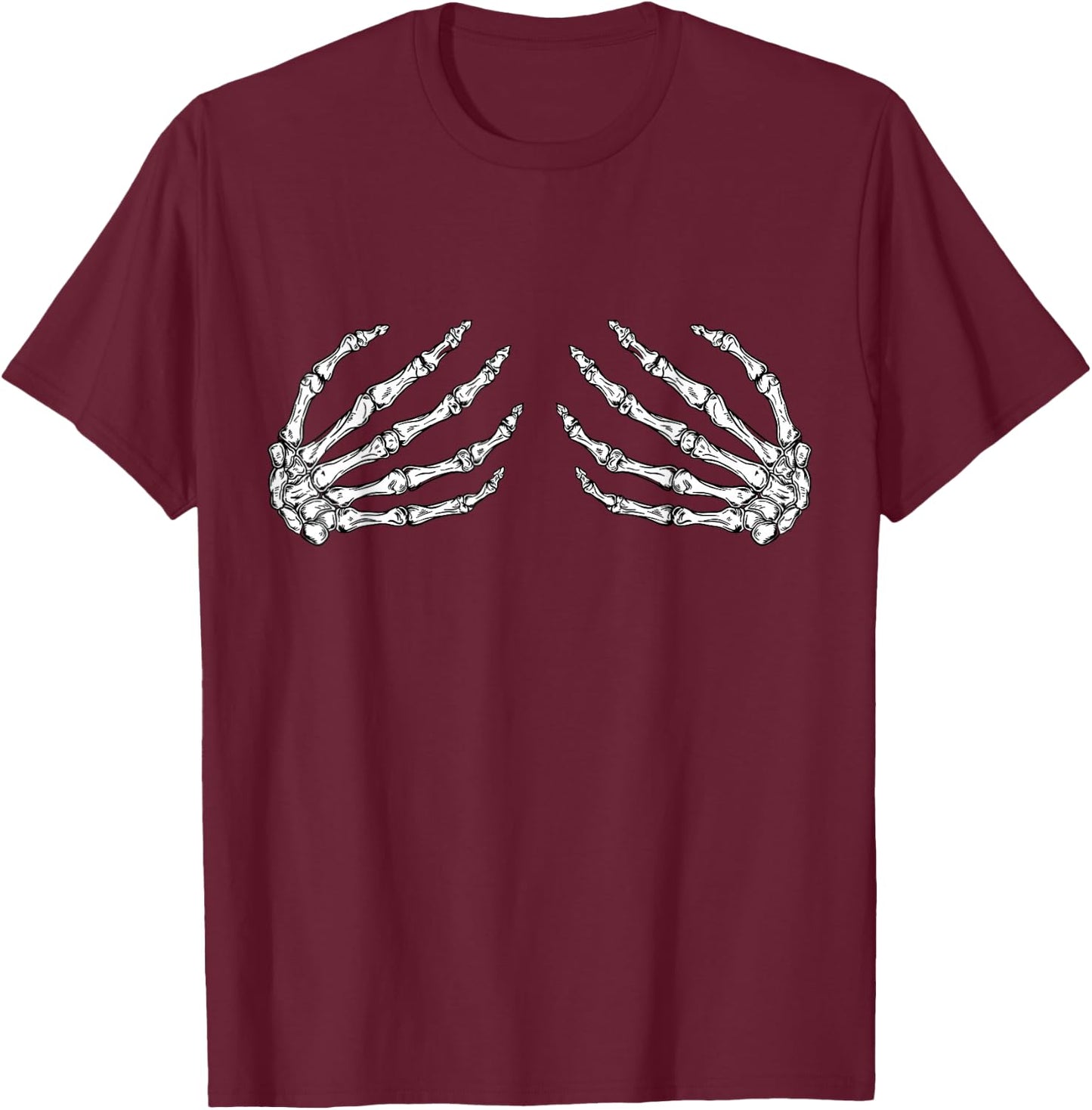 Funny Halloween Boobs Costume Fun Skeleton Hands Women Men T-Shirt - T-Shirt | Maroon