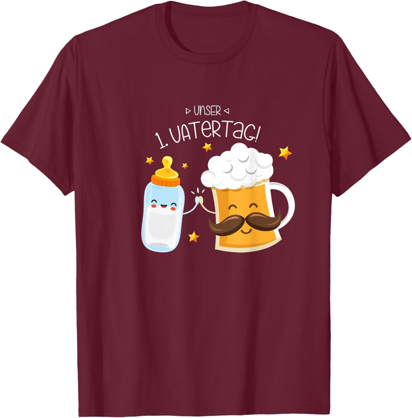 Unser erster Vatertag - Partnermotiv für Papa & Baby T-Shirt - T-Shirt | Maroon