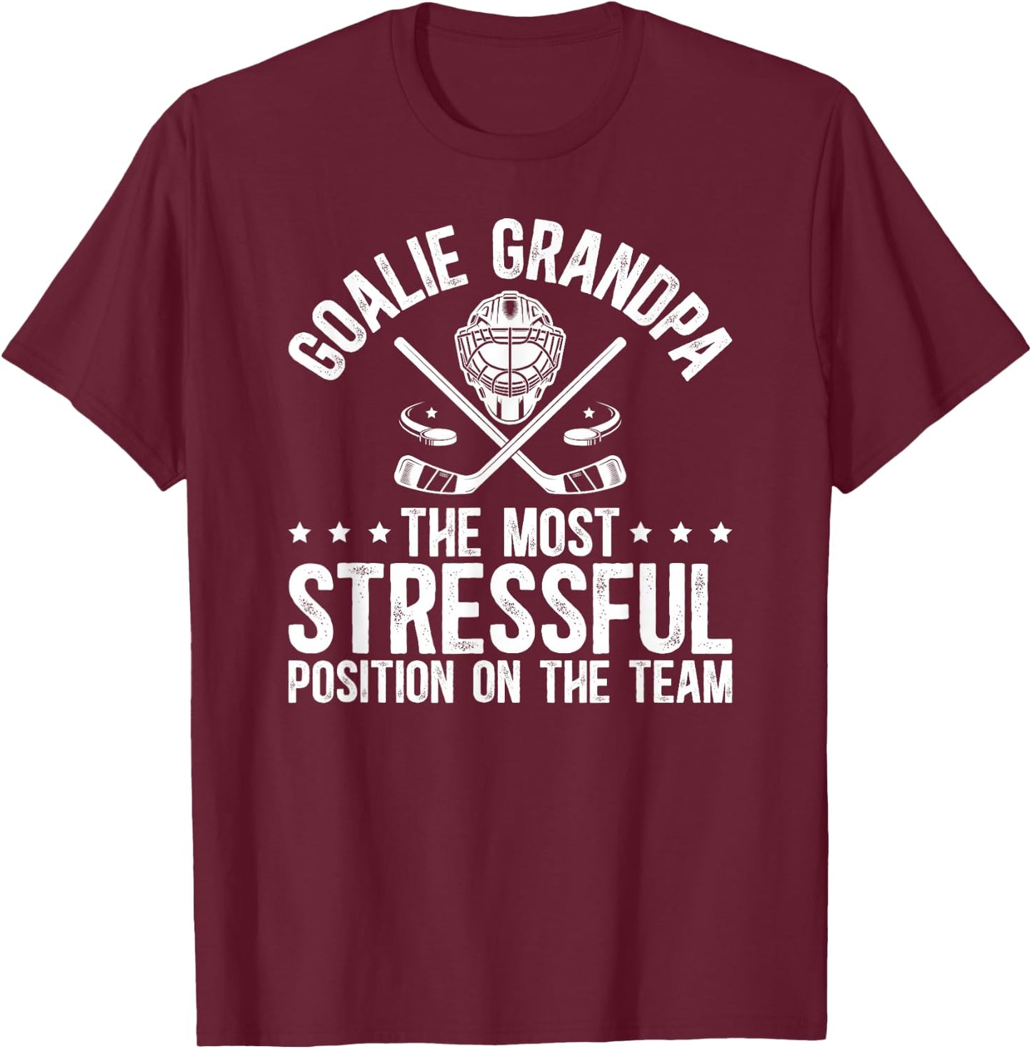 Funny Hockey Goalie Grandpa Of A Hockey Keeper Grandfather T-Shirt - T-Shirt | Maroon