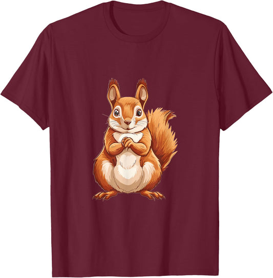 Squirrel Patriotic US Flag Animal Lover Graphic Women Kids Men T-Shirt - T-Shirt | Maroon