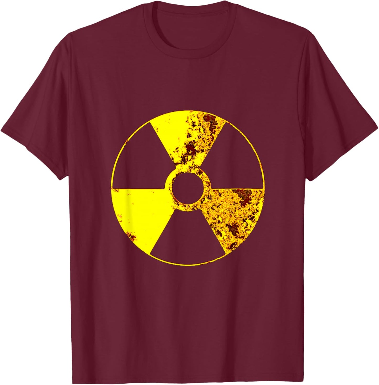 Distressed Vintage Radioactive Warning Symbol | Grunge Shirt T-Shirt - T-Shirt | Maroon