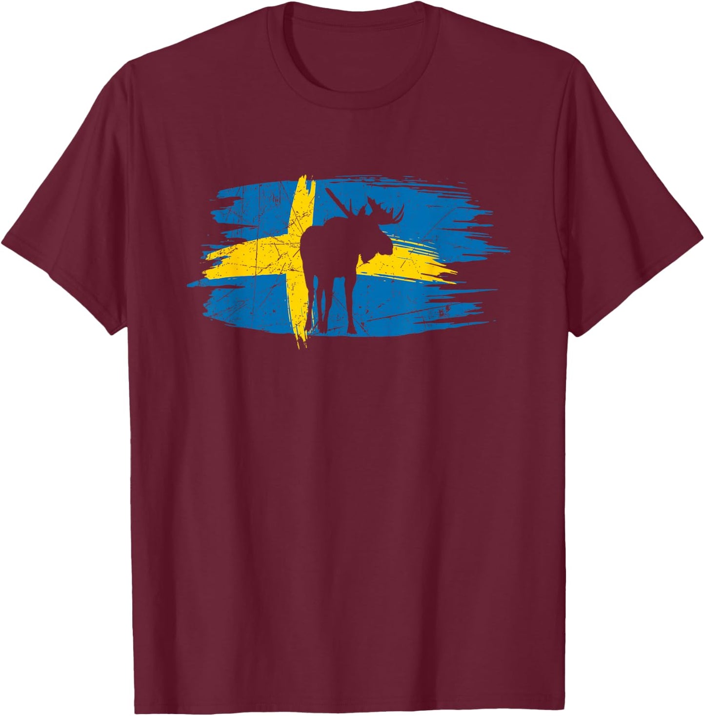 Sweden Flag Moose | Scandinavia | Proud Swedish T-Shirt - T-Shirt | Maroon