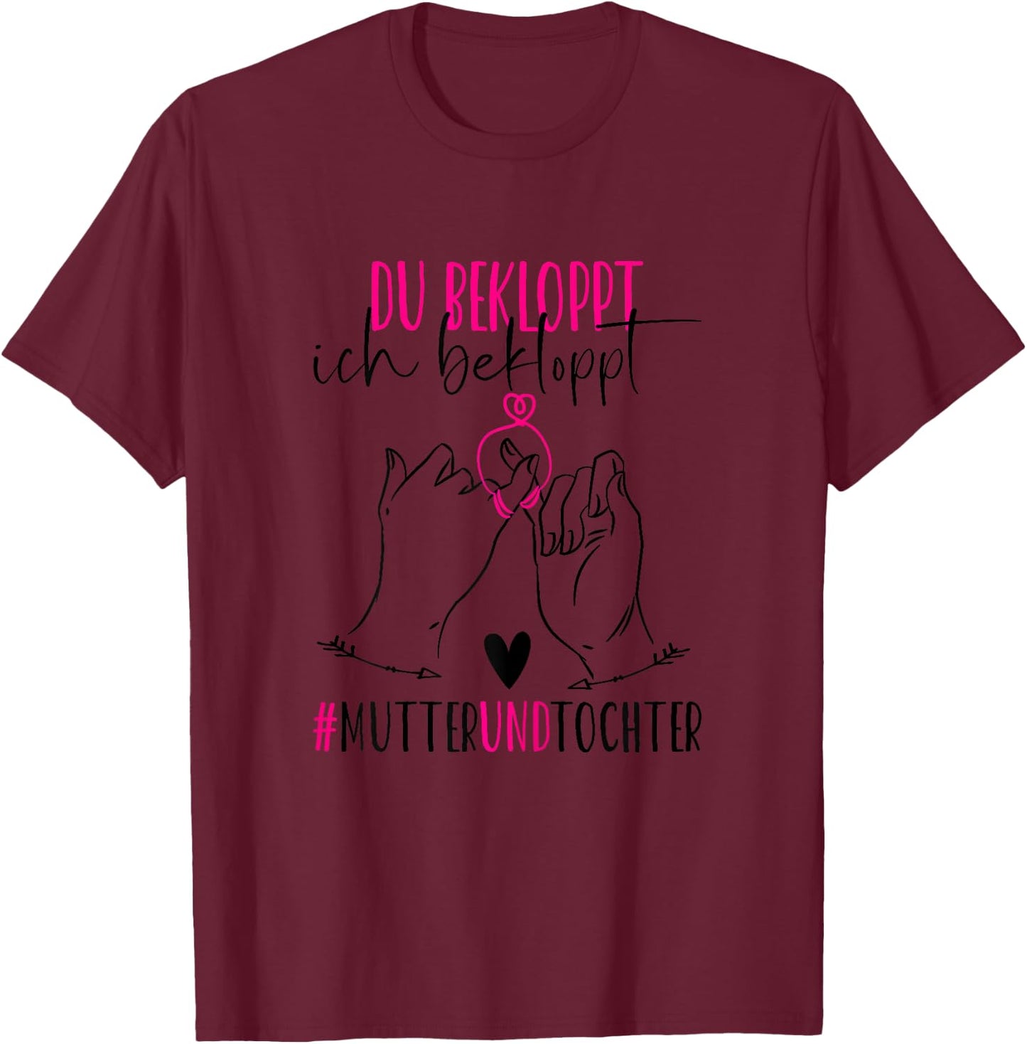 Partner look Mother Daughter Family Mum Daughter Outfit , White, s T-Shirt - T-Shirt | Maroon