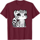 Adorable Cute Japanese Kawaii Chibi Snow Leopard T-Shirt - T-Shirt | Maroon