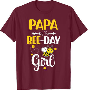Papa Of The Bee Day Girl Hive Party Matching Birthday T-Shirt - T-Shirt | Maroon