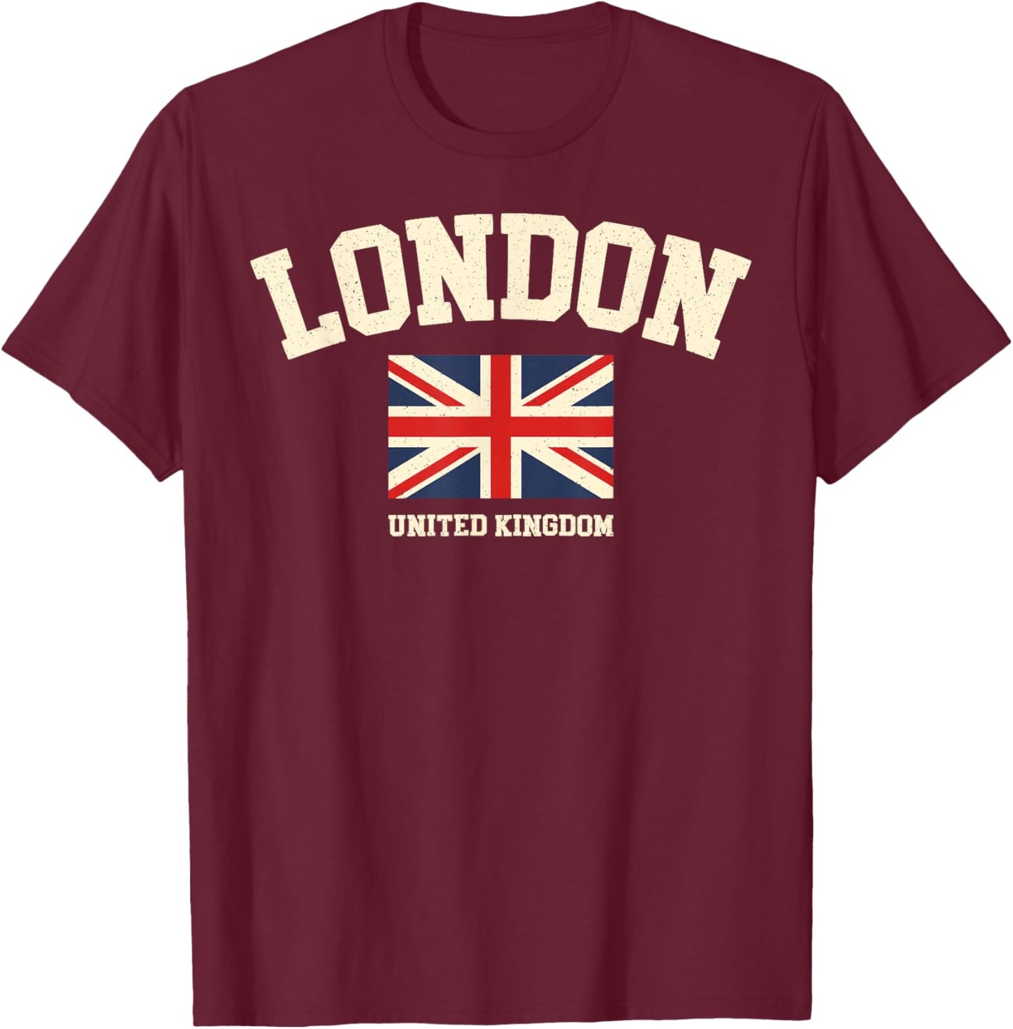 Retro Graphic Souvenir London England UK , Black, S T-Shirt - T-Shirt | Maroon