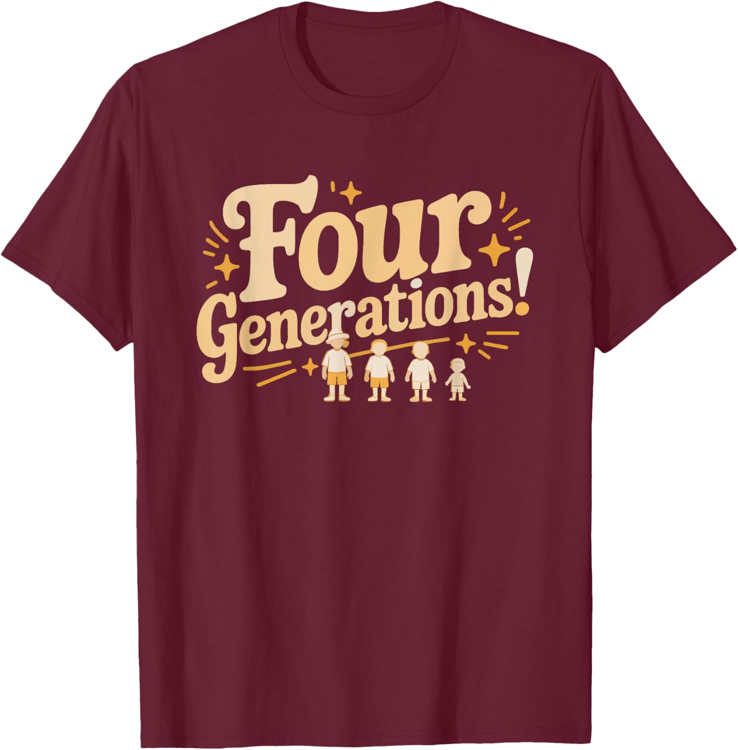 Great Grandma Four Generations Family Tree Silhouette T-Shirt - T-Shirt | Maroon