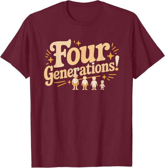 Great Grandma Four Generations Family Tree Silhouette T-Shirt - T-Shirt | Maroon