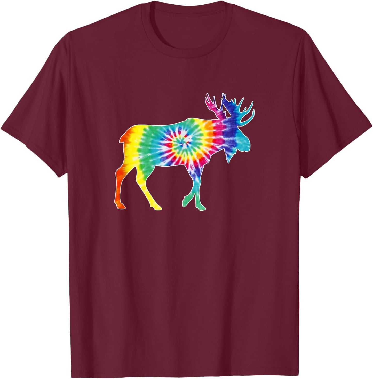 Funny Moose Animal Tie Dye Design Men Moose Lover T-Shirt - T-Shirt | Maroon