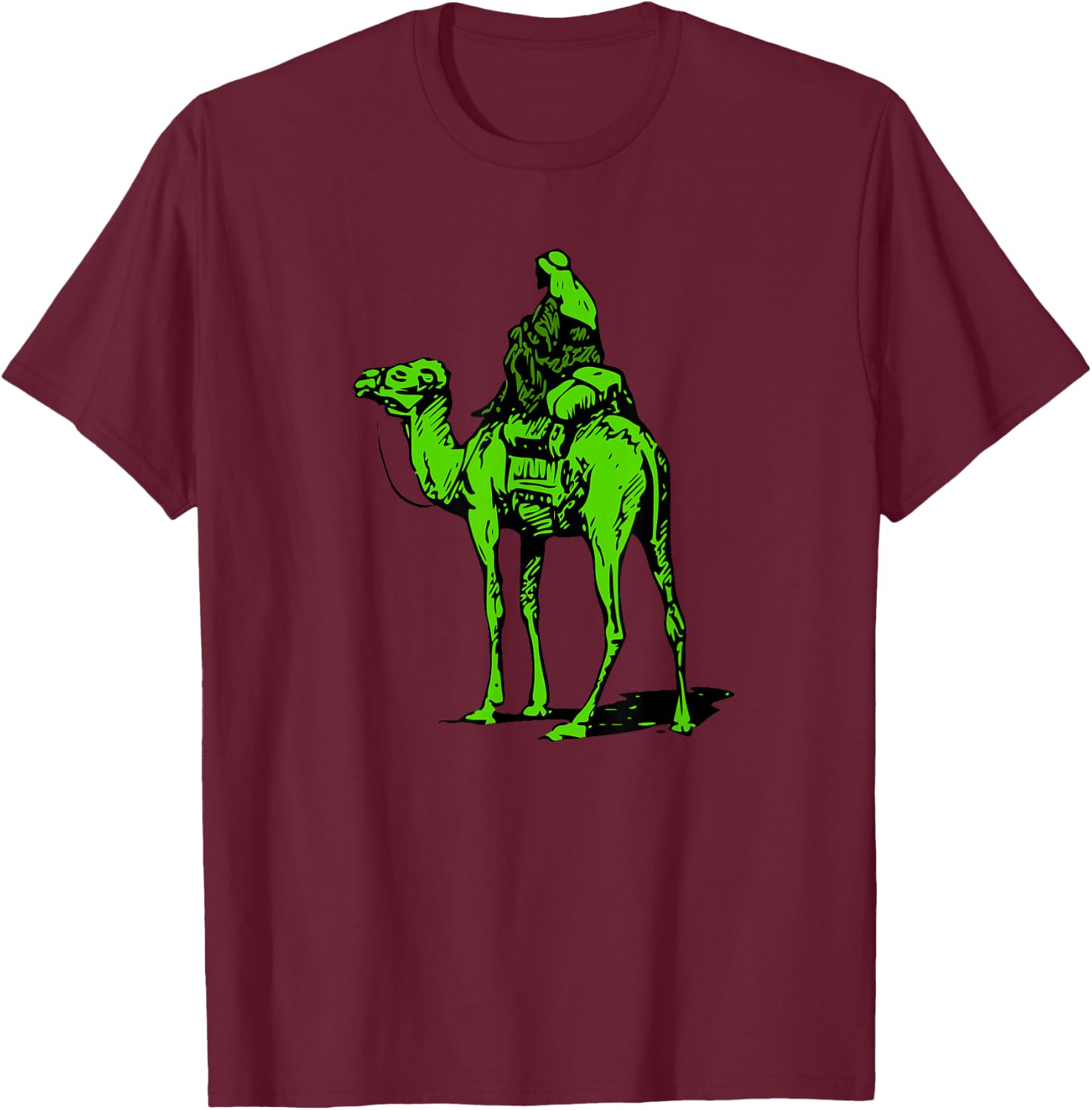 Silk Road Green Camel T-Shirt - T-Shirt | Maroon