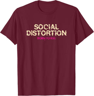Offizielle Social Distortion Born to Kill Skelly T-Shirt - T-Shirt | Maroon