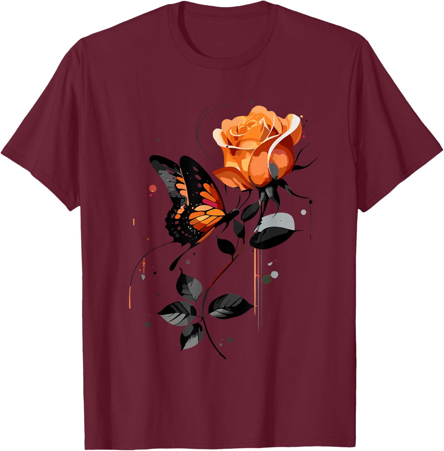 Blumen und Schmetterlinge Damen Outfit , gray T-Shirt - T-Shirt | Maroon