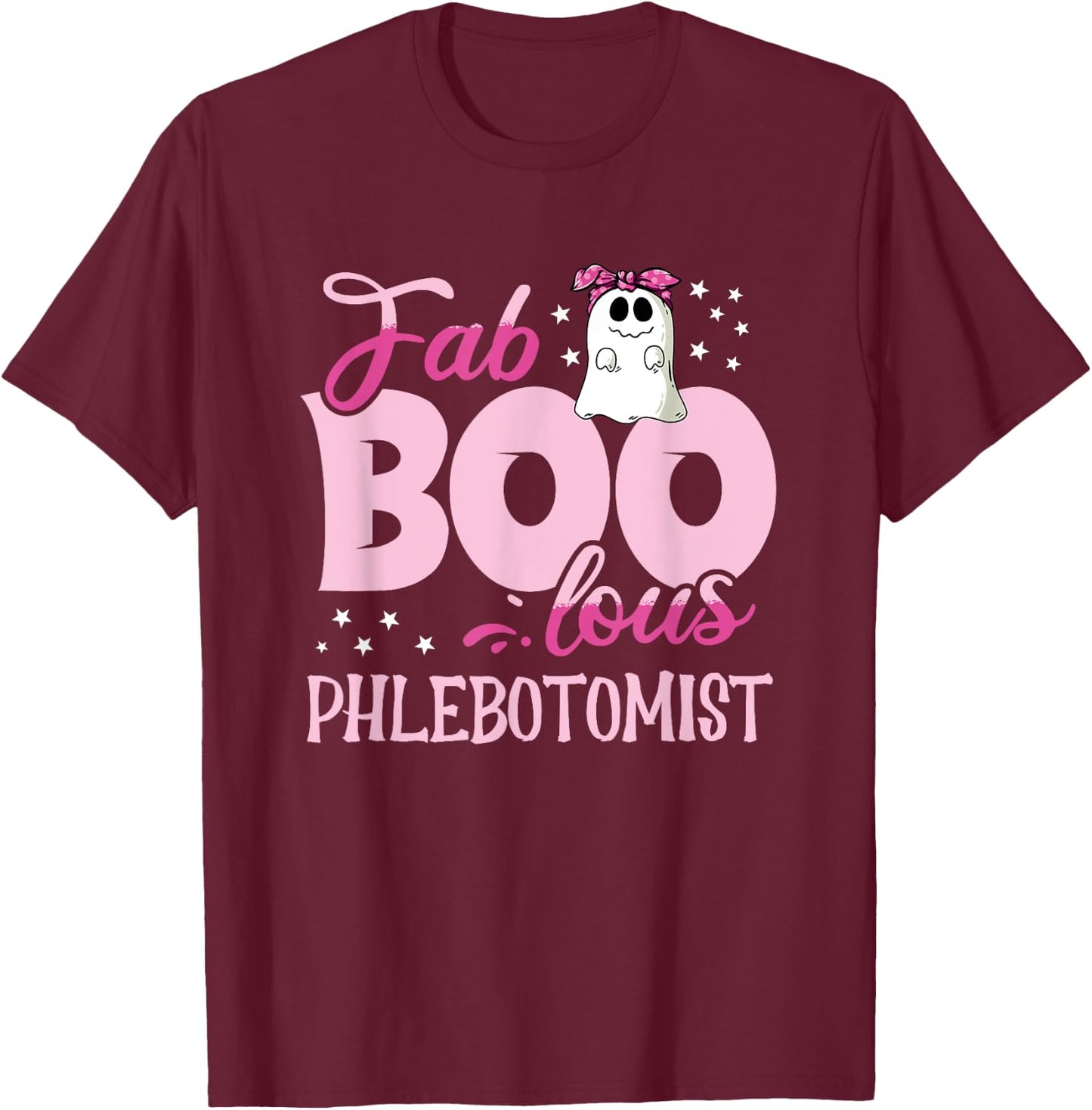 Funny Phlebotomy Nurse Ghost Halloween Phlebotomist T-Shirt - T-Shirt | Maroon