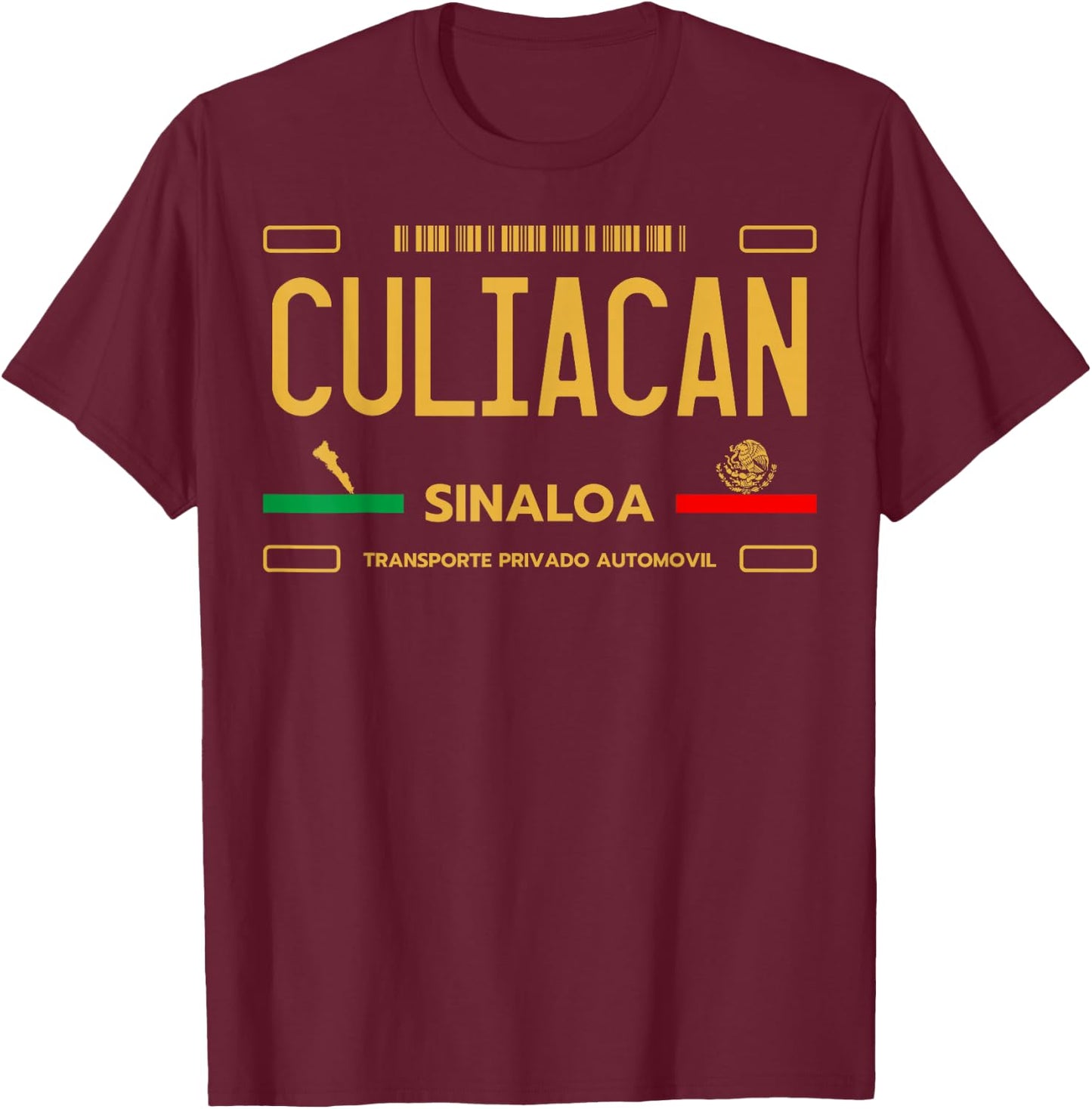 Culiacan Sinaloa License Plate Aesthetic Culiacan T-Shirt - T-Shirt | Maroon