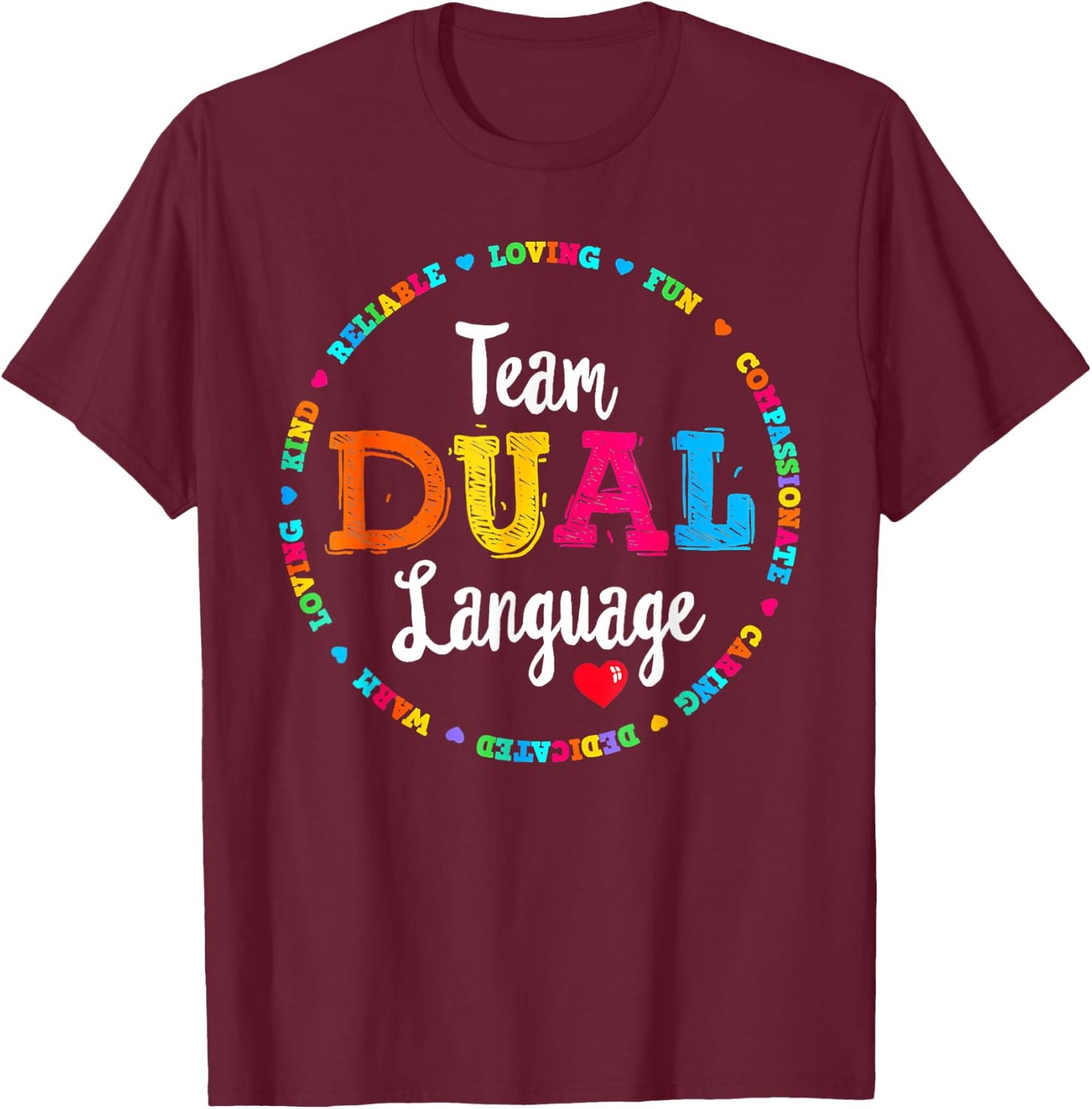 Cute Back To School Squad Team Dual Language Teachers T-Shirt - T-Shirt | Maroon