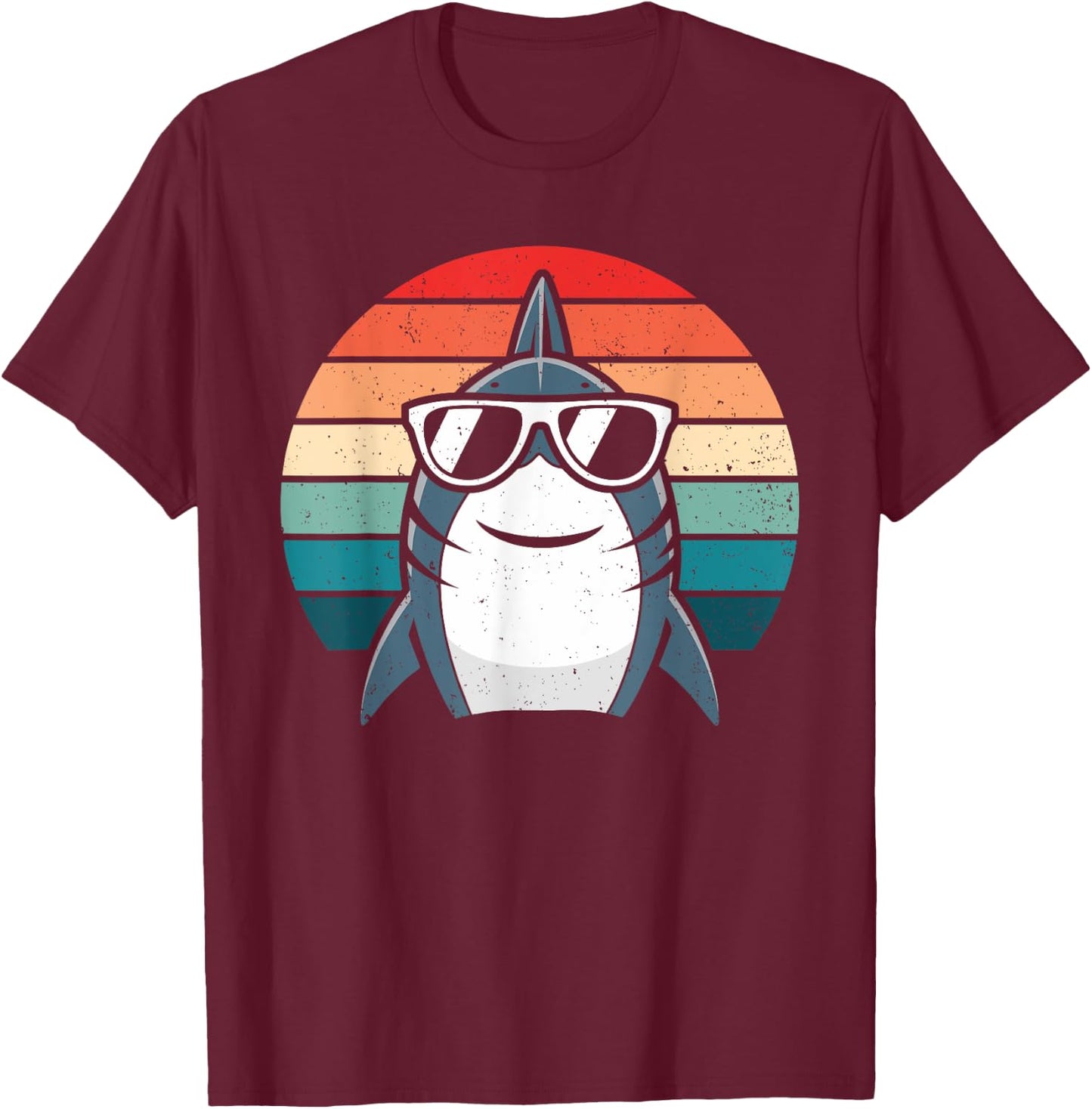 Retro Cool Shark with Sunglasses Kids Boys Men Funny Shark T-Shirt - T-Shirt | Maroon