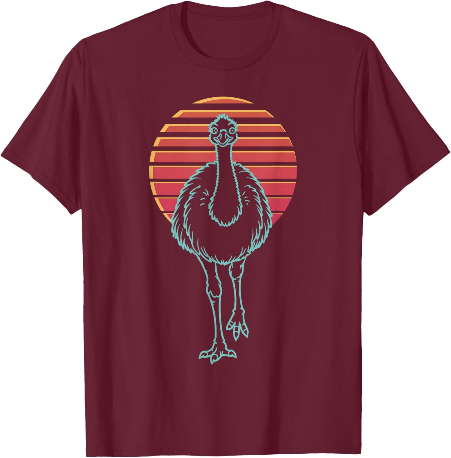 Emu Bird Lover Animal Retro Synthwave 80s T-Shirt - T-Shirt | Maroon