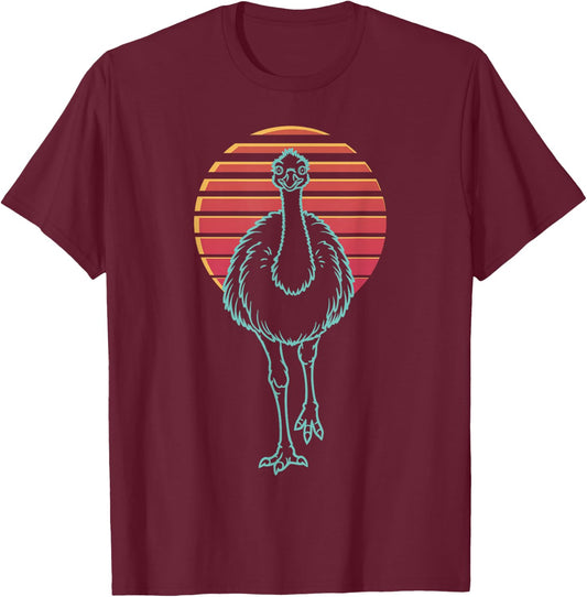 Emu Bird Lover Animal Retro Synthwave 80s T-Shirt - T-Shirt | Maroon