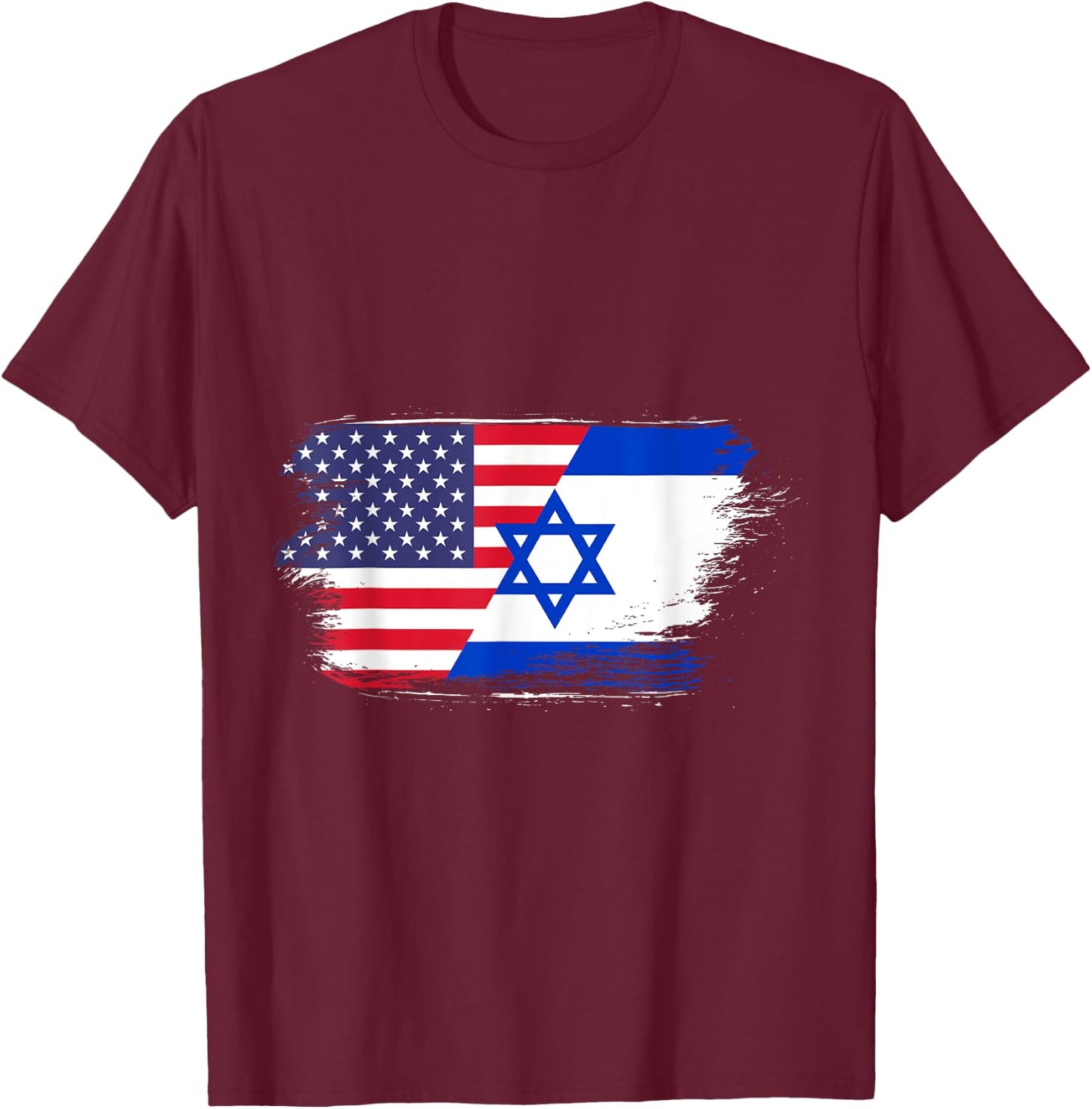 USA Flag Israel T-Shirt - T-Shirt | Maroon