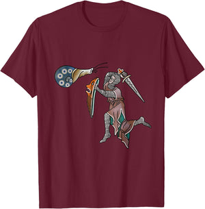 Marginalia Knight vs snail - Medieval Meme - MargiKnights T-Shirt - T-Shirt | Maroon