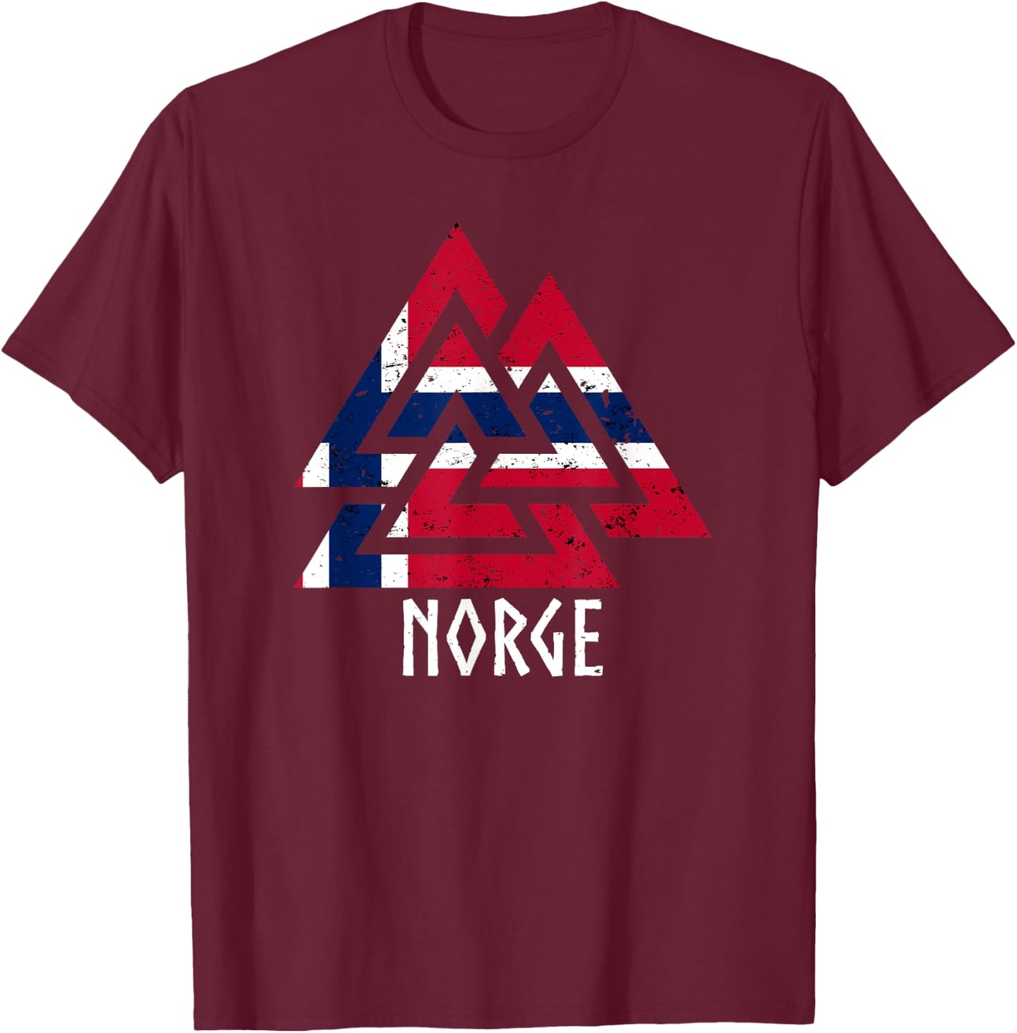 Norwegian Norway Viking Norway Norwegian Flag , Black, S T-Shirt - T-Shirt | Maroon