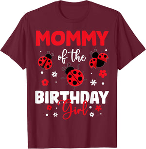 Mommy Of The Birthday Girl Family Ladybug Birthday T-Shirt - T-Shirt | Maroon