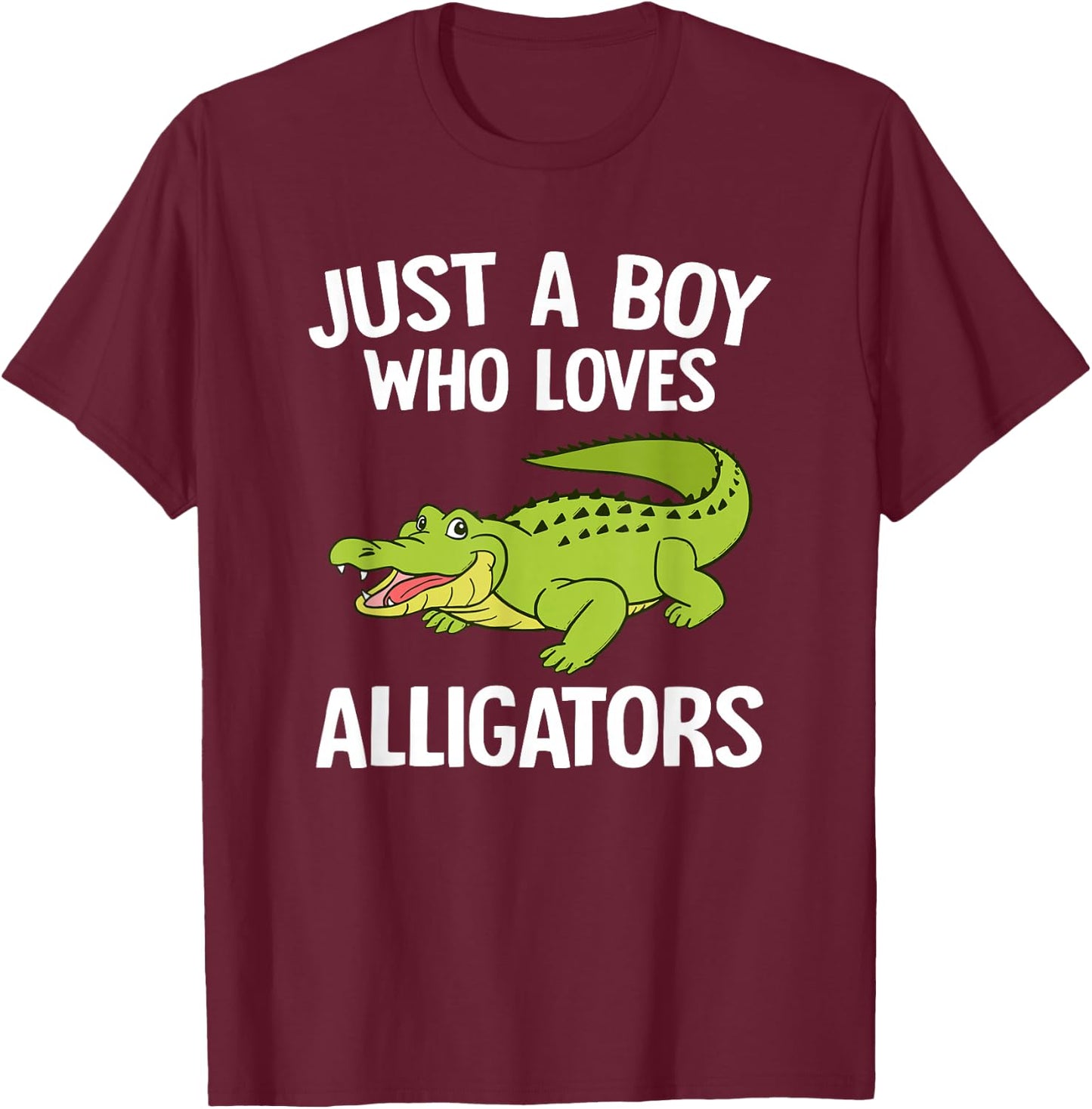 Just A Boy Who Loves Alligators Boys Toddler Crocodile Lover T-Shirt - T-Shirt | Maroon