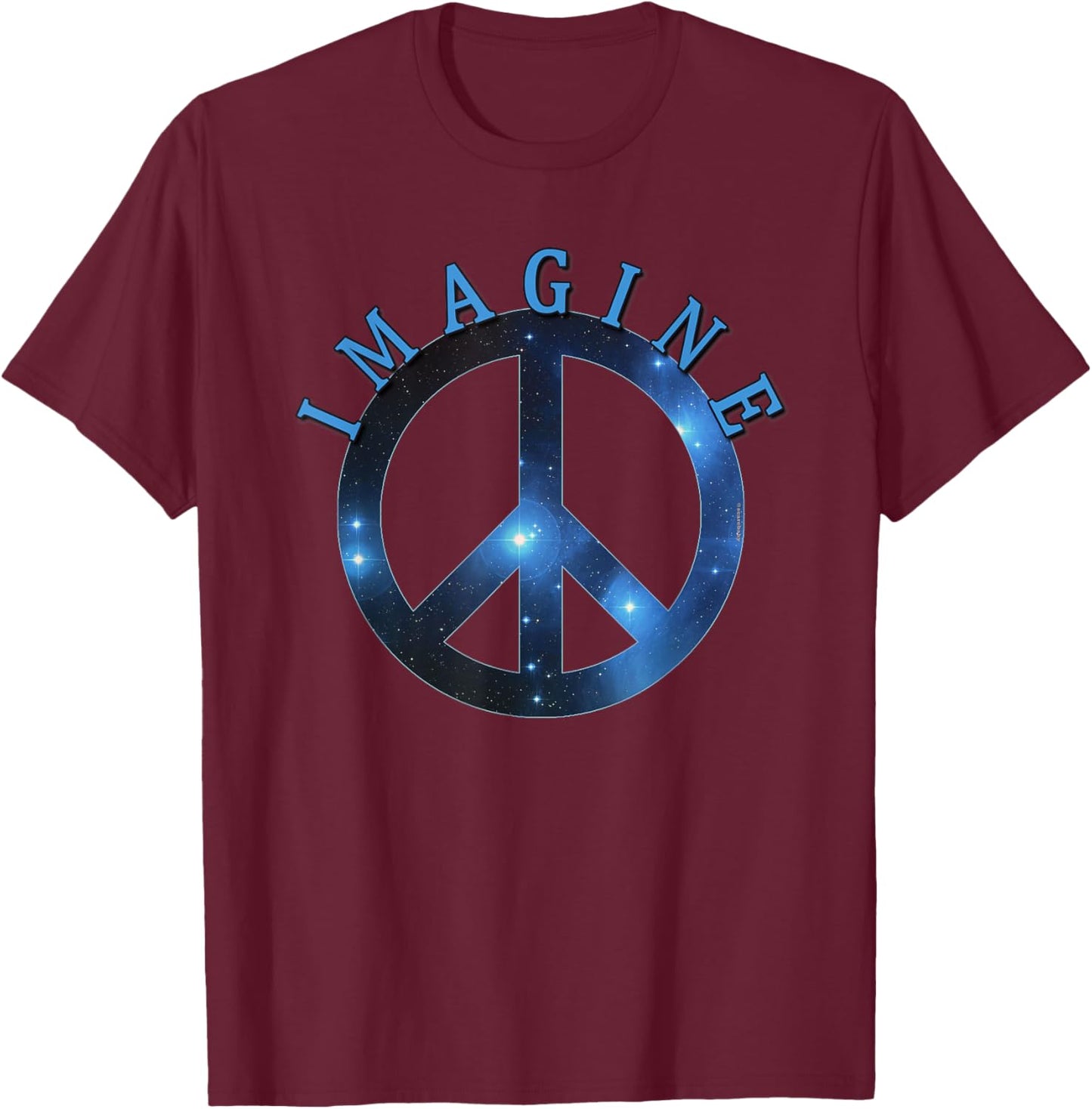 Peace Symbol IMAGINE Starry T-Shirt - T-Shirt | Maroon