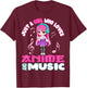 Funny Anime and Music Girl for Teen chibi graphic T-Shirt - T-Shirt | Maroon