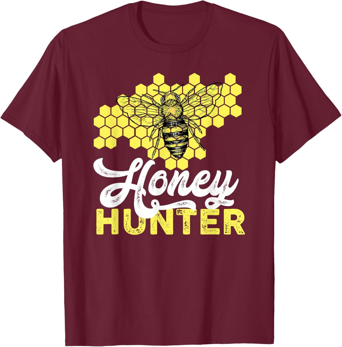 Beekeeper Honeycomb Bee Honey Hunter T-Shirt - T-Shirt | Maroon