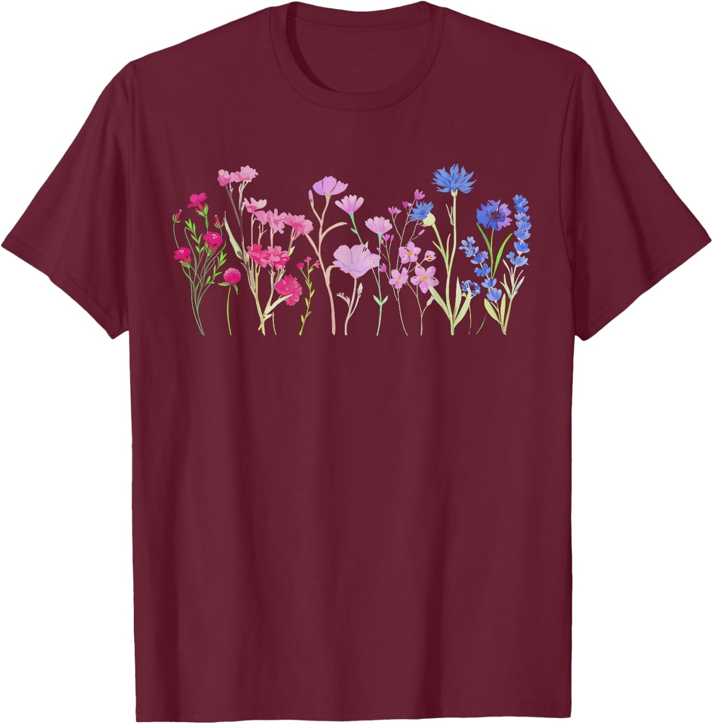Subtle Bi Pride Bisexual Pride Bi Flag Wildflower T-Shirt - T-Shirt | Maroon