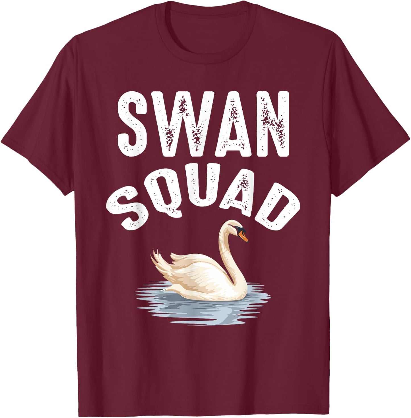 Swan Squad Cool Zoo Animal Lover White Swan Birthday Squad T-Shirt - T-Shirt | Maroon