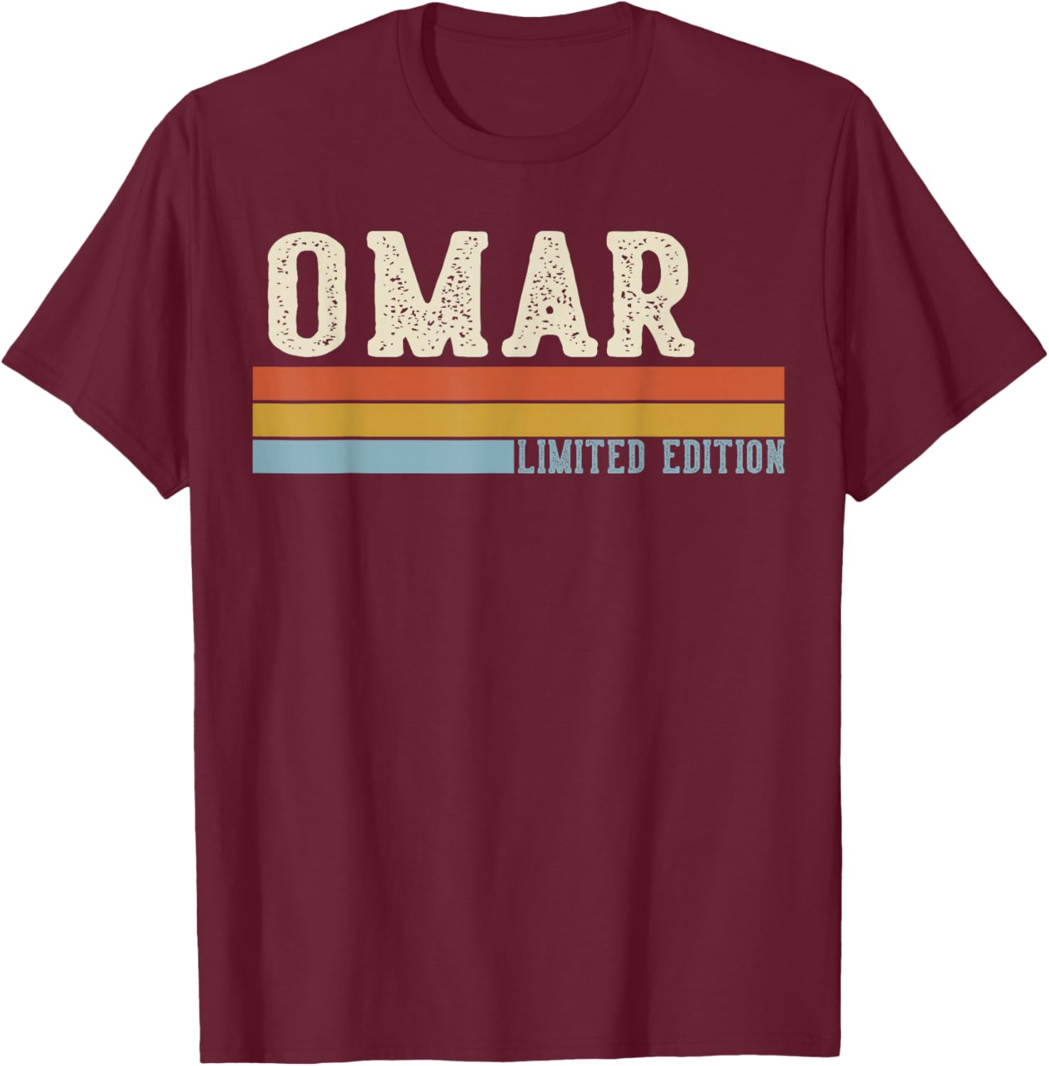 Omar Rétro Vintage Hommes Enfants Garçons Prénom T-Shirt - T-Shirt | Maroon