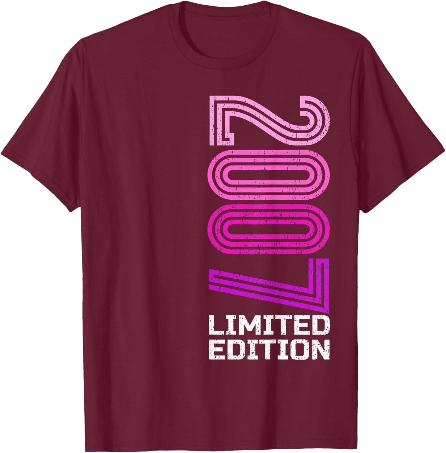18 years man woman 2007 birthday 18 years limited edition , Black, S T-Shirt - T-Shirt | Maroon