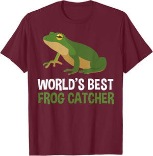 World's Best Frog Catcher Children Boys Girls Frog T-Shirt - T-Shirt | Maroon
