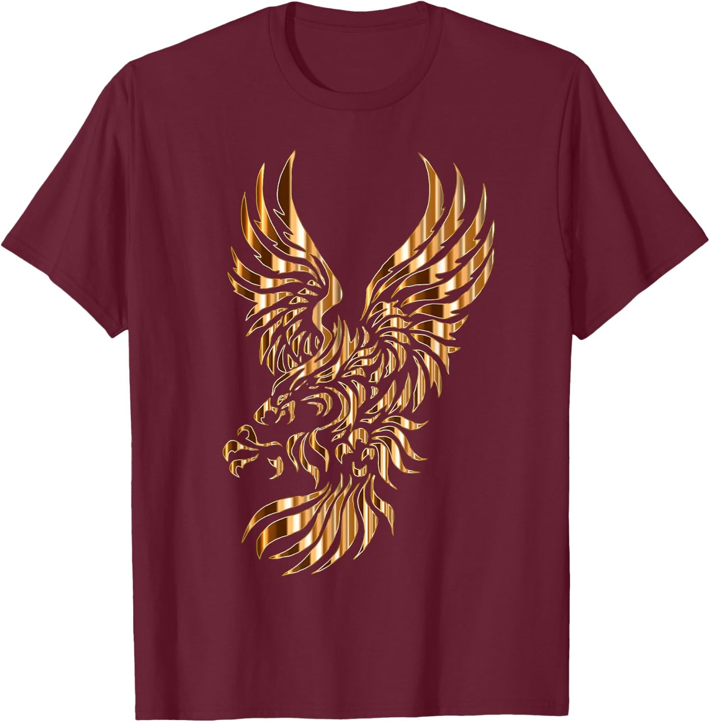 Gold Tribal Eagle Phoenix T-Shirt - T-Shirt | Maroon