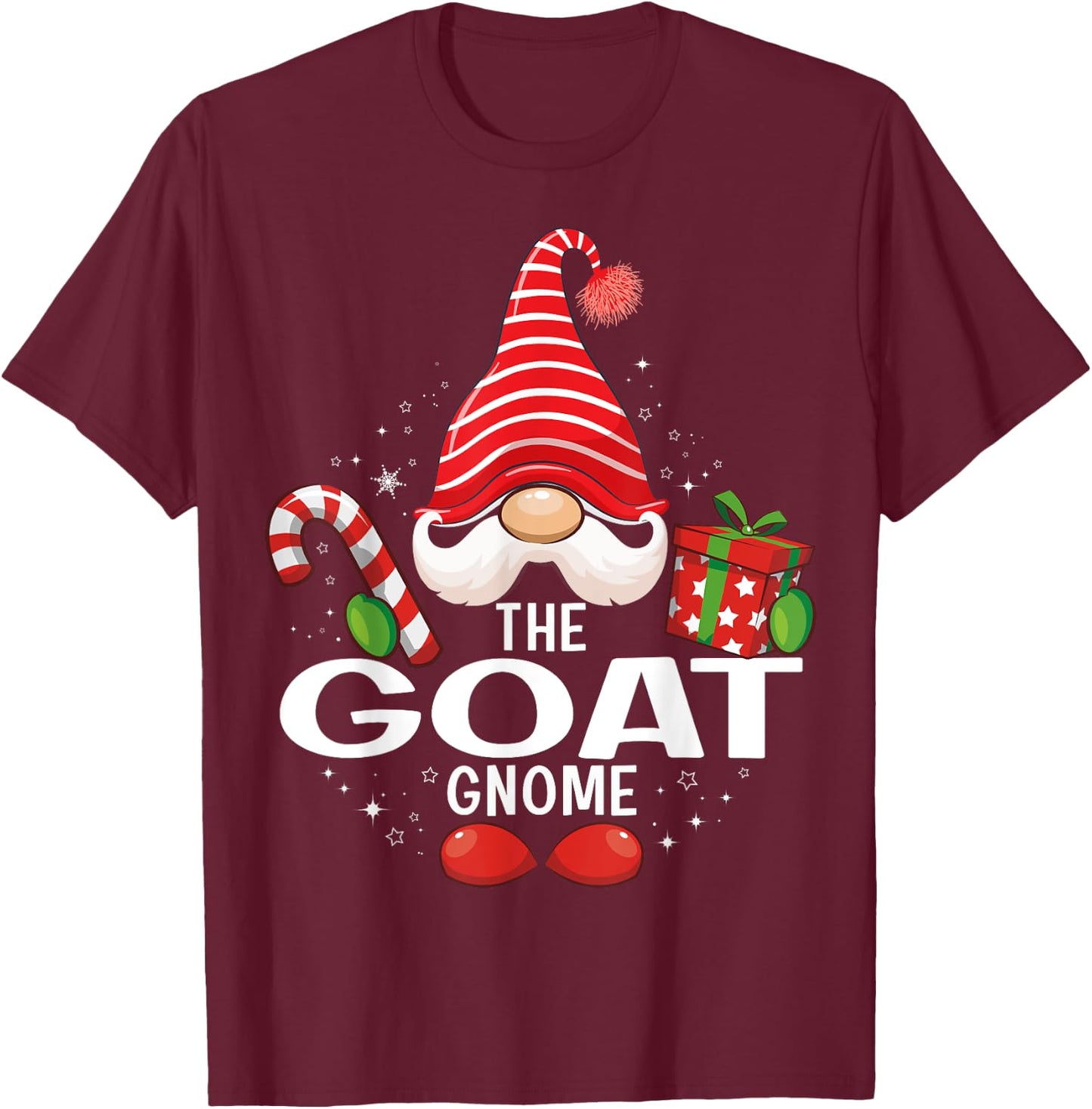 The Goat Gnome Christmas Matching Family T-Shirt - T-Shirt | Maroon