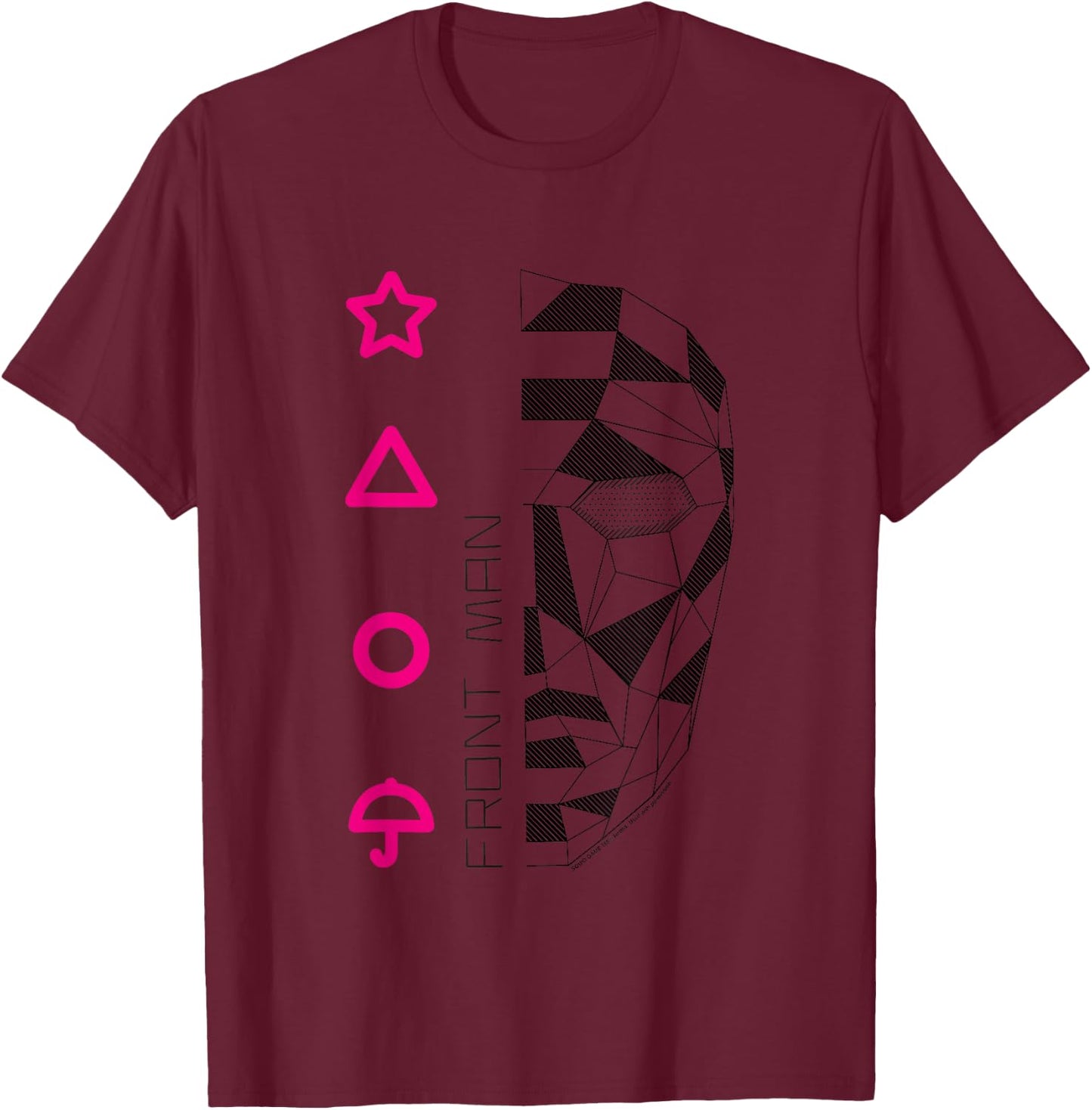 Squid Game Front Man Geometric Art , grey, S T-Shirt - T-Shirt | Maroon