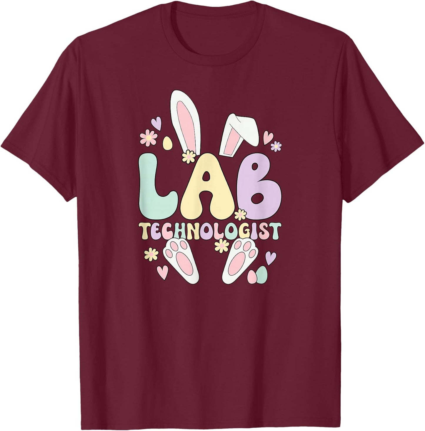 Lab Technologist Easter Bunny Laboratory Tech Easter Day T-Shirt - T-Shirt | Maroon