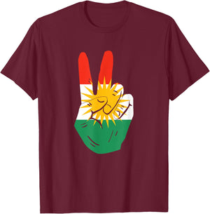 Proud Kurds Kurdistan Kurdische Flagge Peace , black T-Shirt - T-Shirt | Maroon