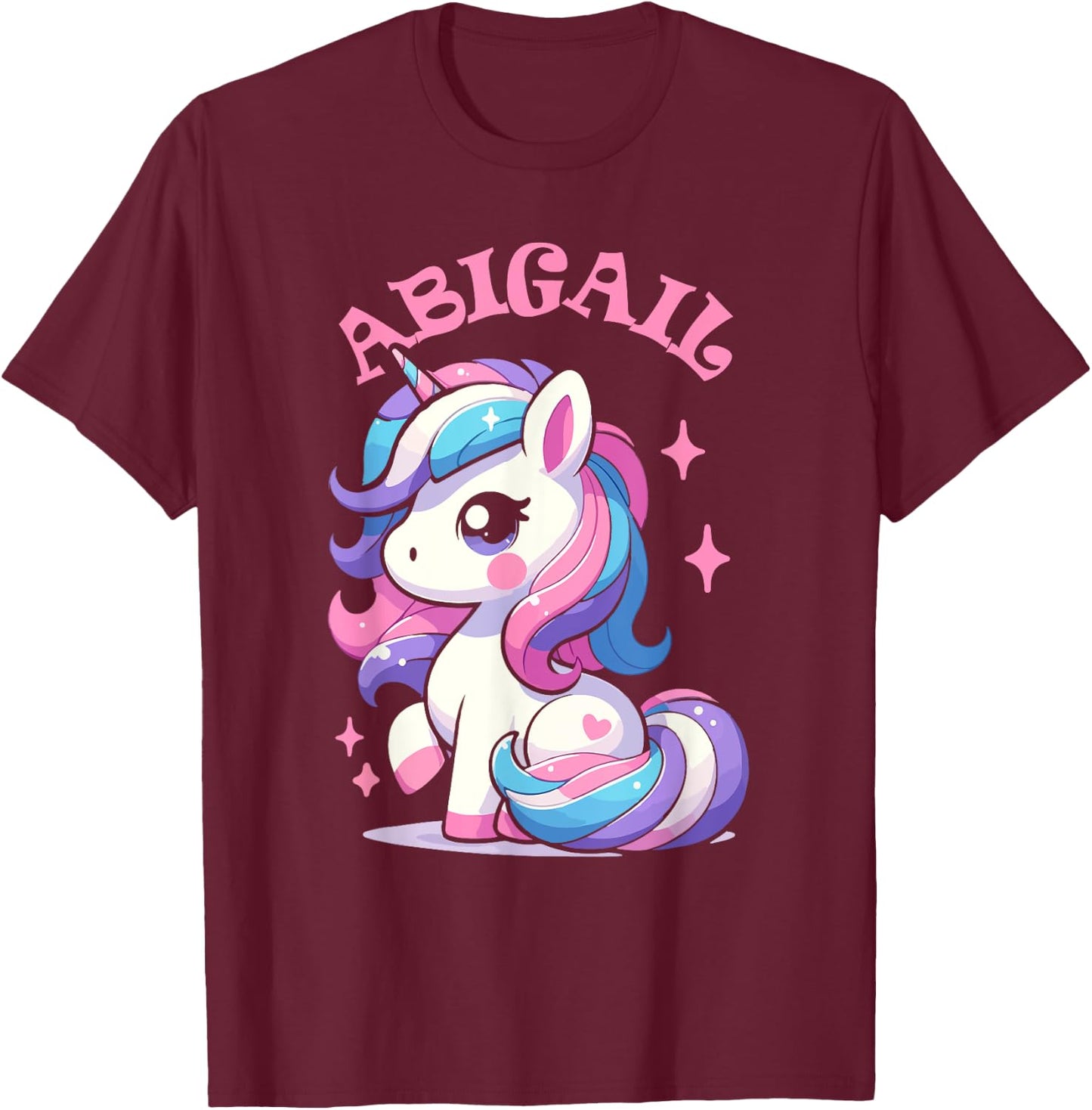 Abigail Cute Unicorn Design for Girls Name Abigail T-Shirt - T-Shirt | Maroon