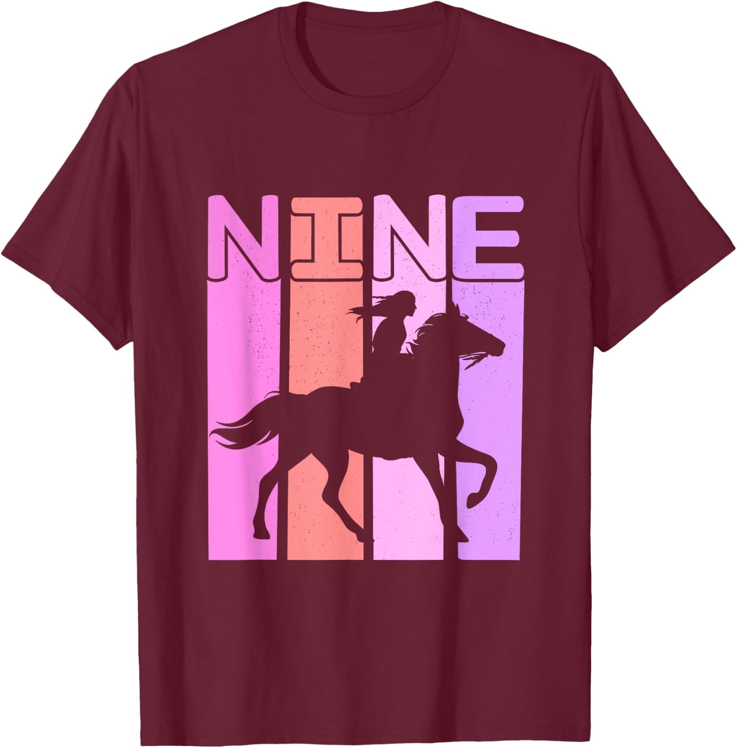 Horse Girl 9th Birthday Horseback Riding 9 Year Old T-Shirt - T-Shirt | Maroon