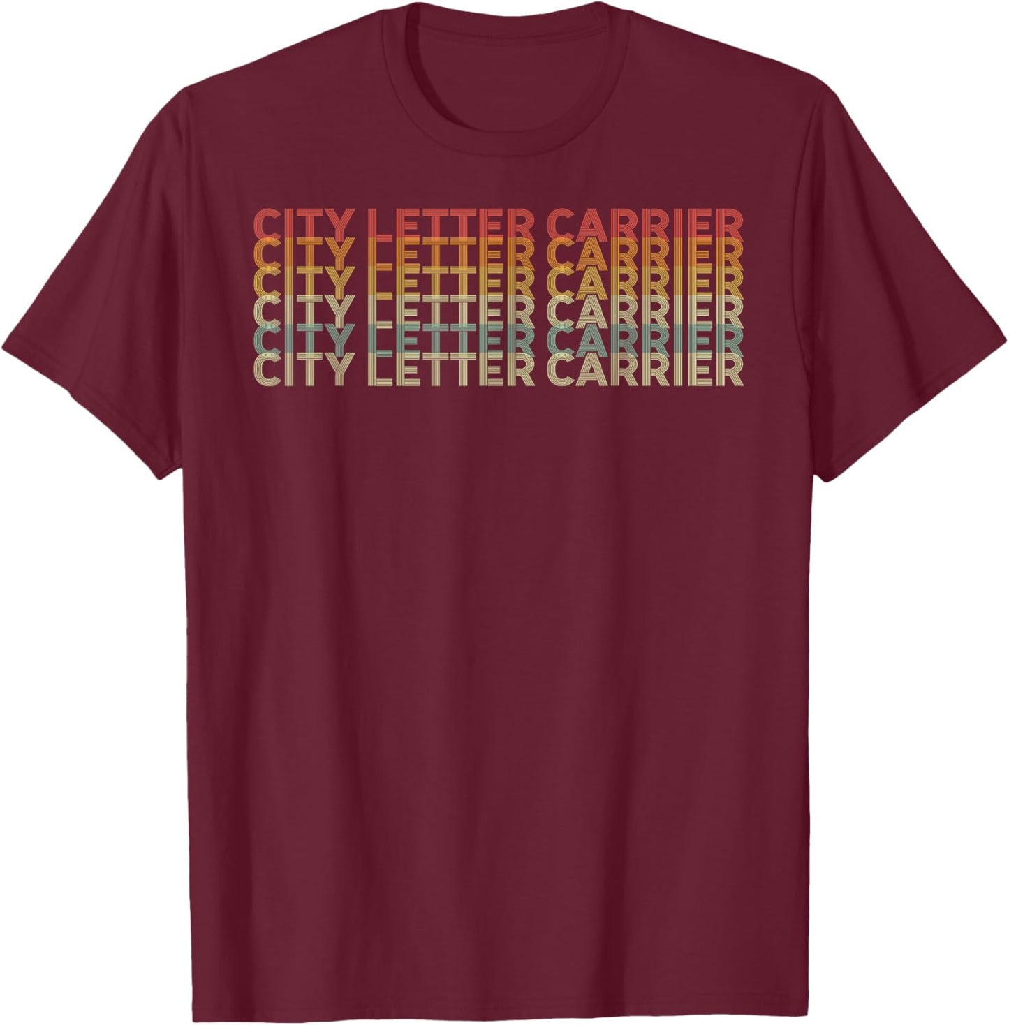 Retro 70s City Letter Carrier Job Title T-Shirt - T-Shirt | Maroon