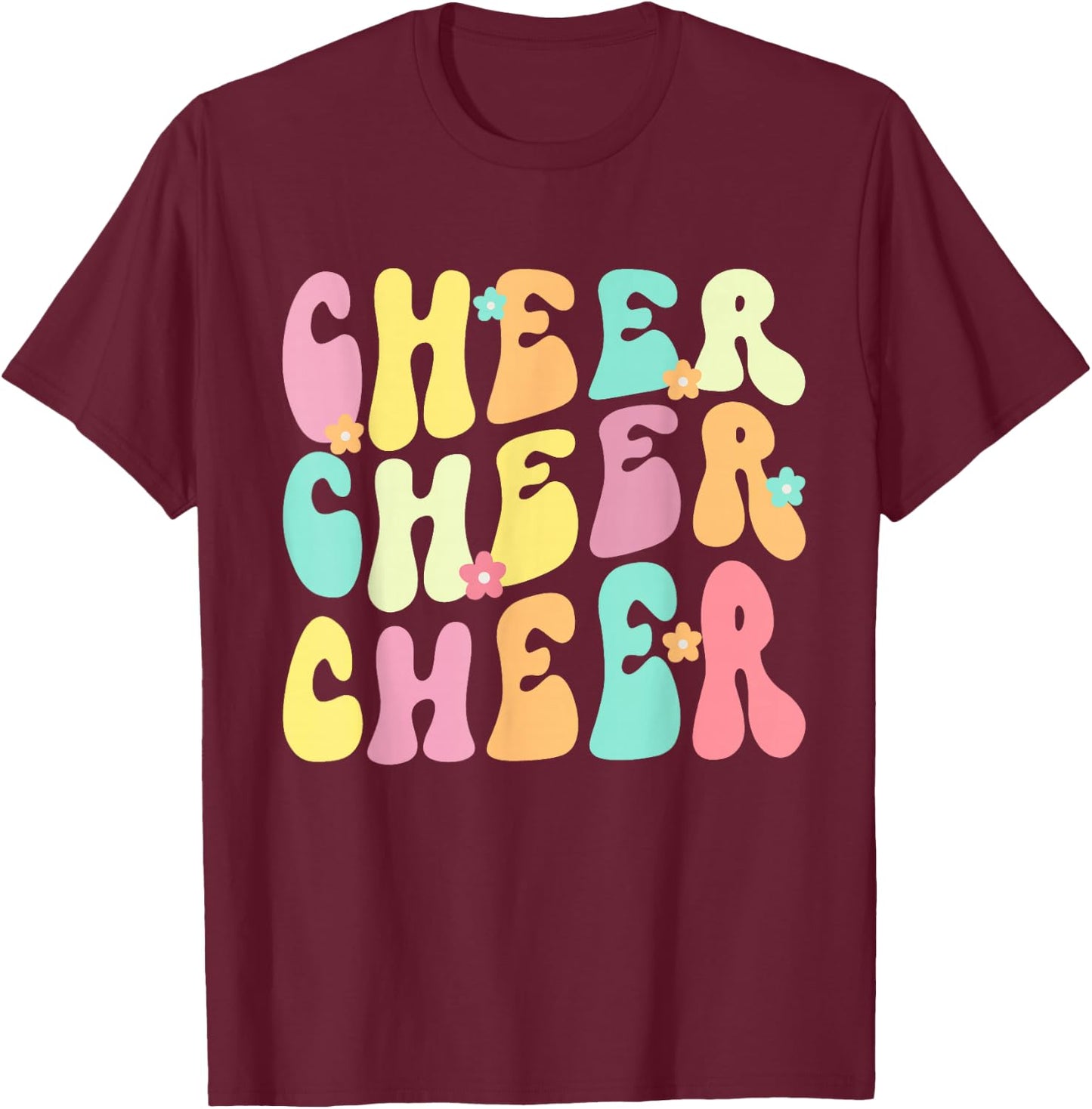 Cheer Cheer Cheer Groovy Retro T-Shirt - T-Shirt | Maroon