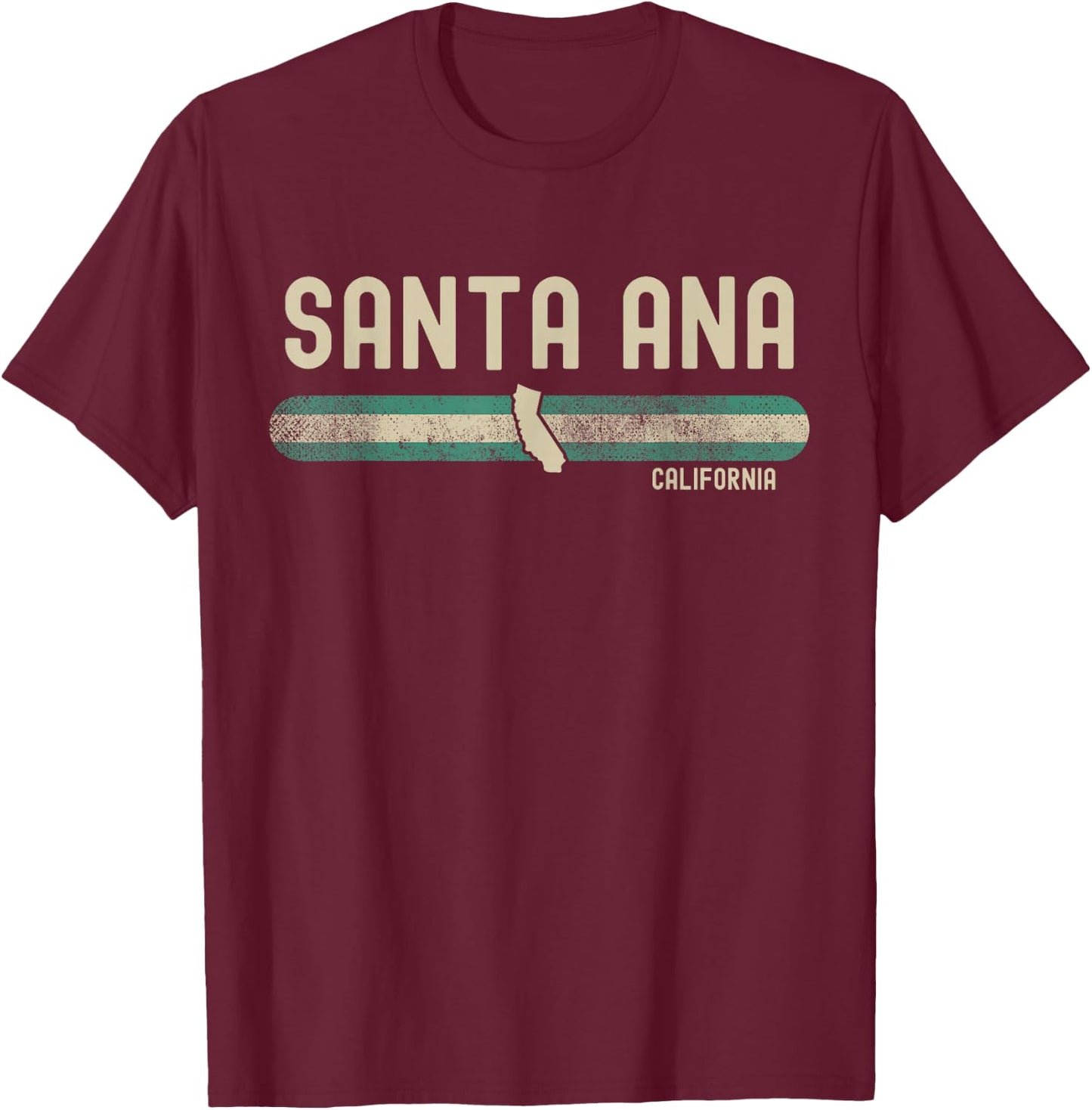 Santa Ana CA | California | Travel & 80s Style T-Shirt - T-Shirt | Maroon