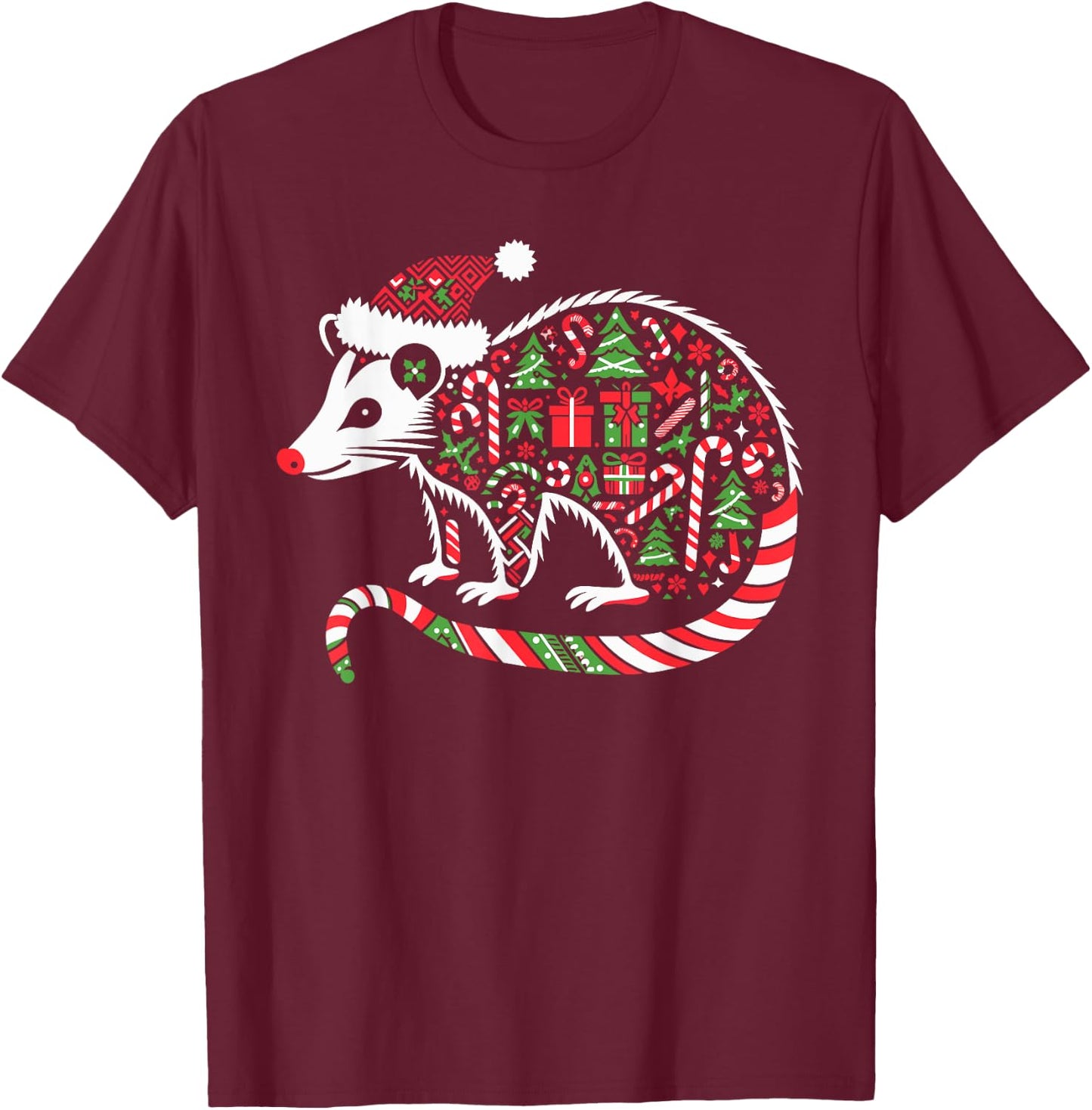 Christmas Tree Candy Possum Santa Christmas Kids T-Shirt - T-Shirt | Maroon