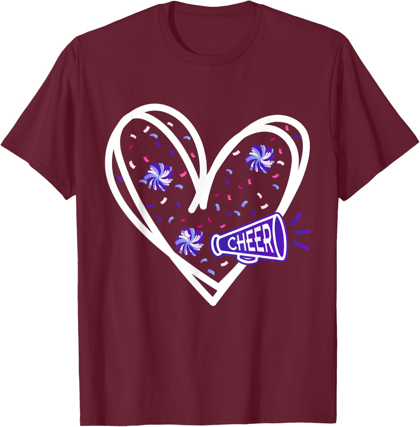 Love Cheer Girl Cheerleading Cheerleader Cheer Practice T-Shirt - T-Shirt | Maroon