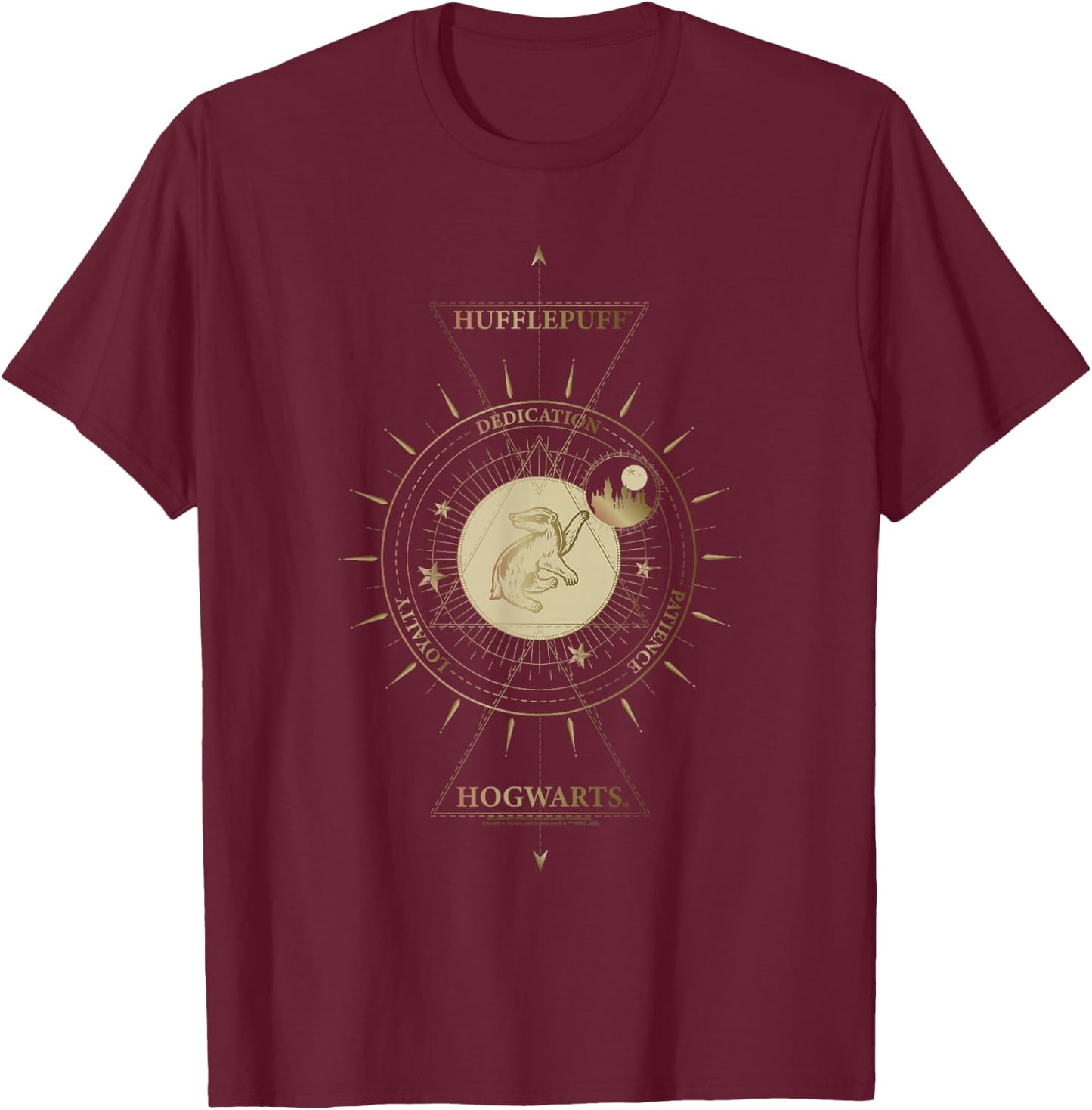 Harry Potter Mystical Hufflepuff Sign T-Shirt - T-Shirt | Maroon